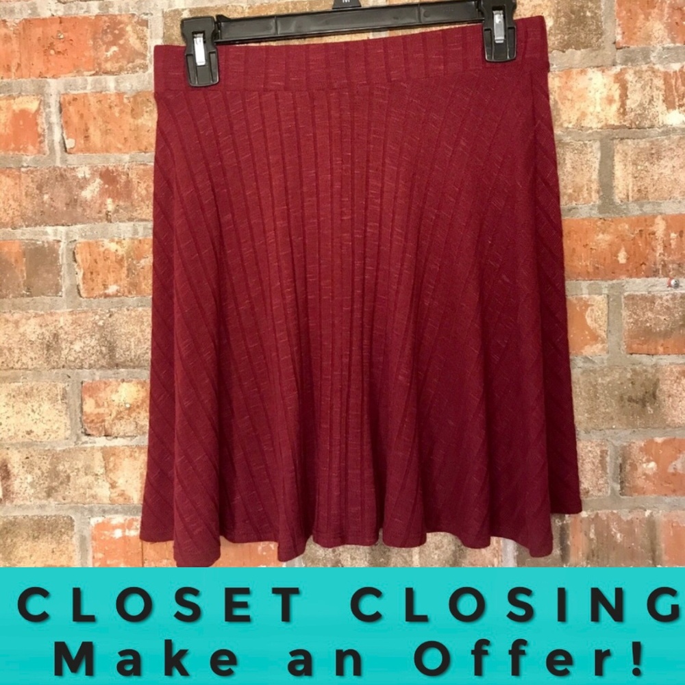 Maroon Burgundy knit skater skirt